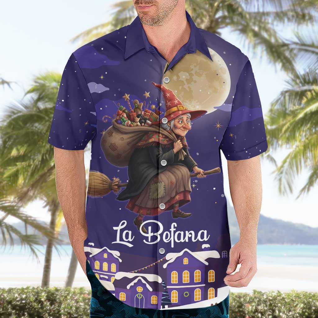 Italy Christmas Hawaiian Shirt La Befana Flying Over Winter Night - Wonder Print Shop