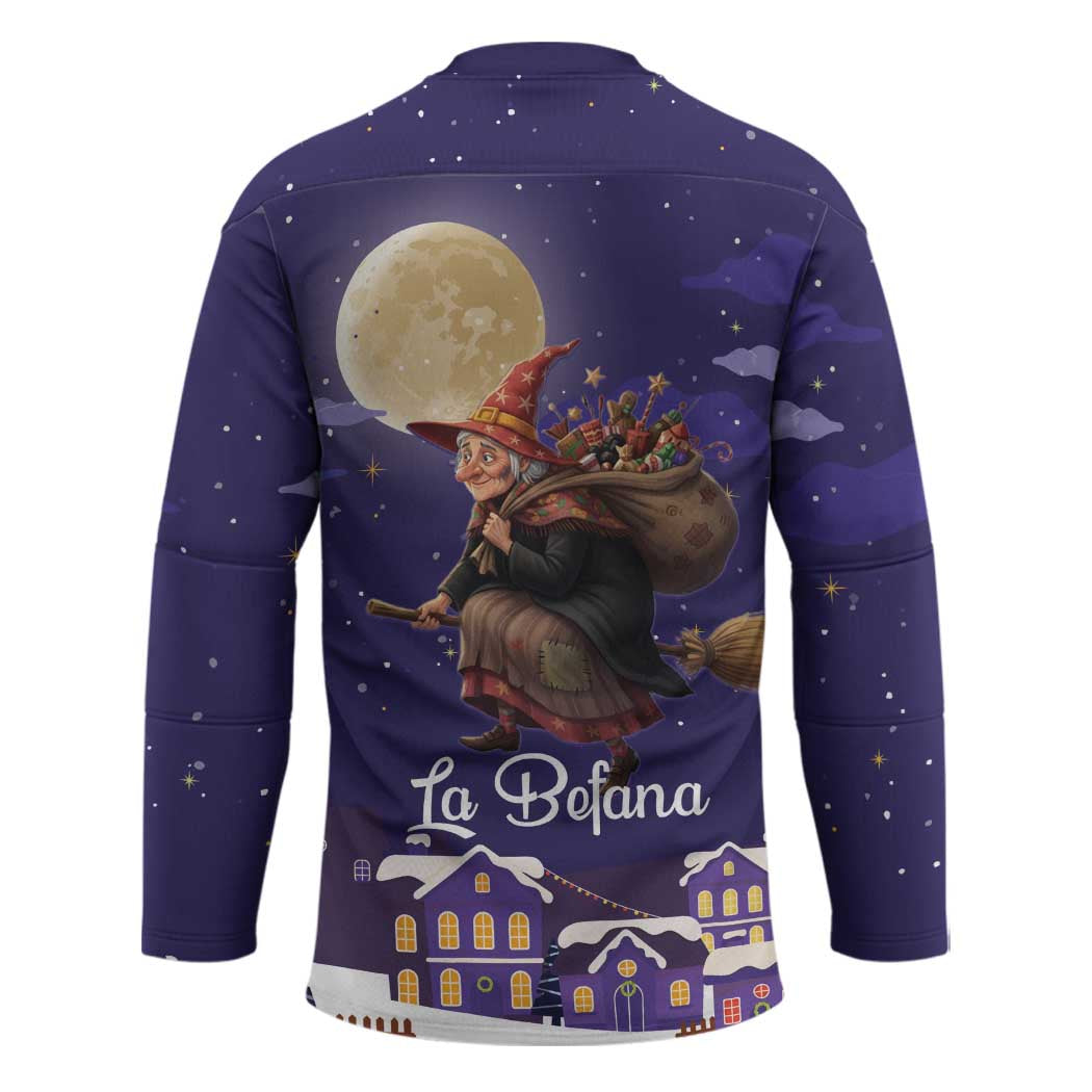 Italy Christmas Hockey Jersey La Befana Flying Over Winter Night - Wonder Print Shop