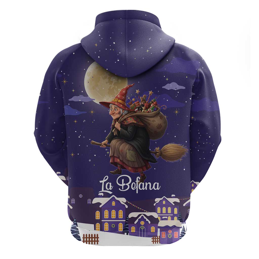 Italy Christmas Hoodie La Befana Flying Over Winter Night - Wonder Print Shop
