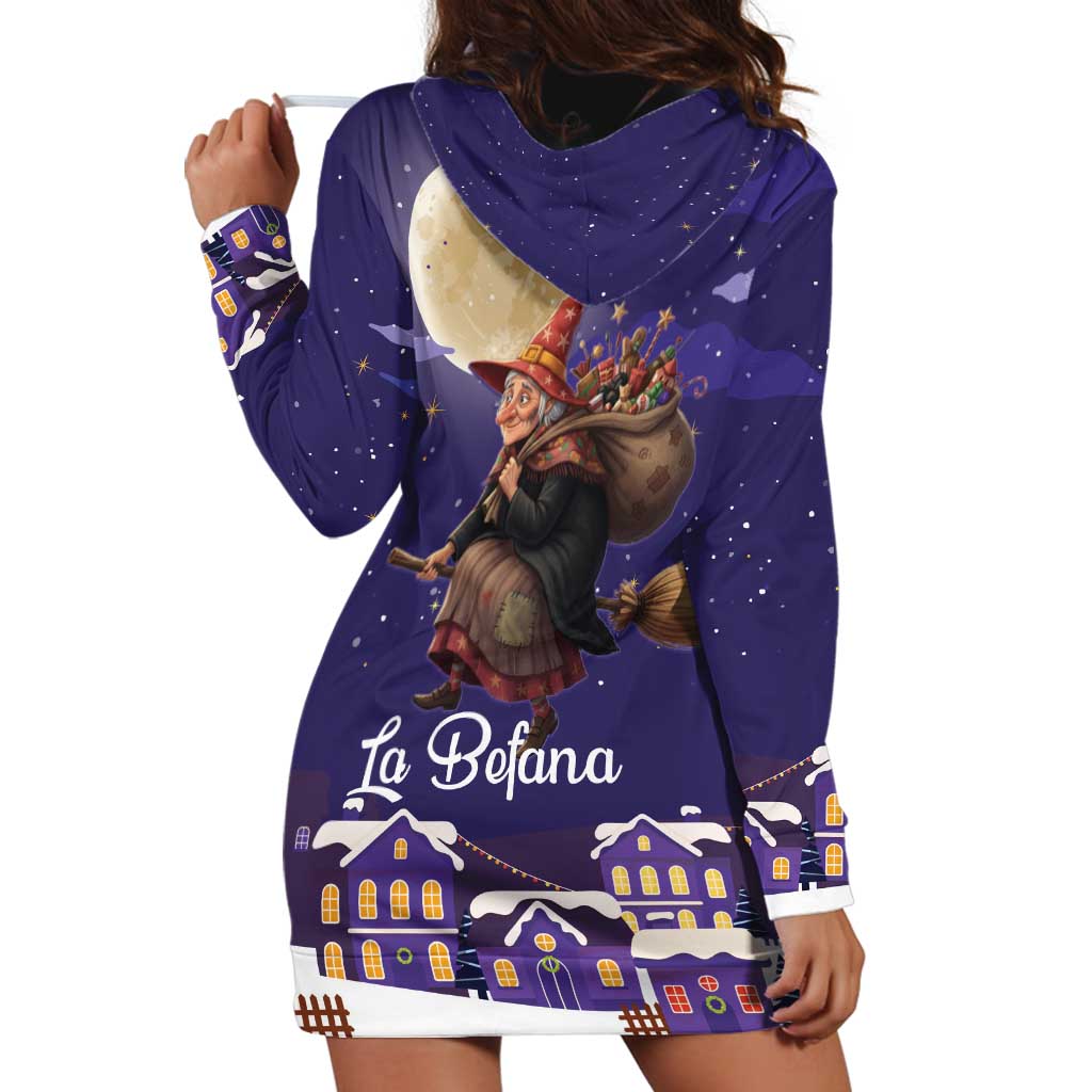 Italy Christmas Hoodie Dress La Befana Flying Over Winter Night - Wonder Print Shop