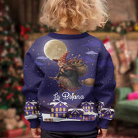 Italy Christmas Kid Ugly Christmas Sweater La Befana Flying Over Winter Night - Wonder Print Shop