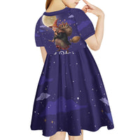Italy Christmas Kid Short Sleeve Dress La Befana Flying Over Winter Night - Wonder Print Shop