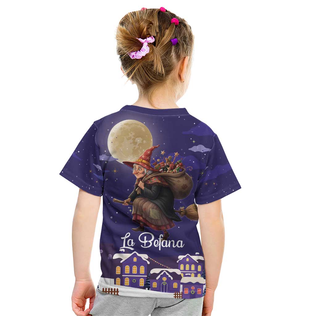 Italy Christmas Kid T Shirt La Befana Flying Over Winter Night - Wonder Print Shop