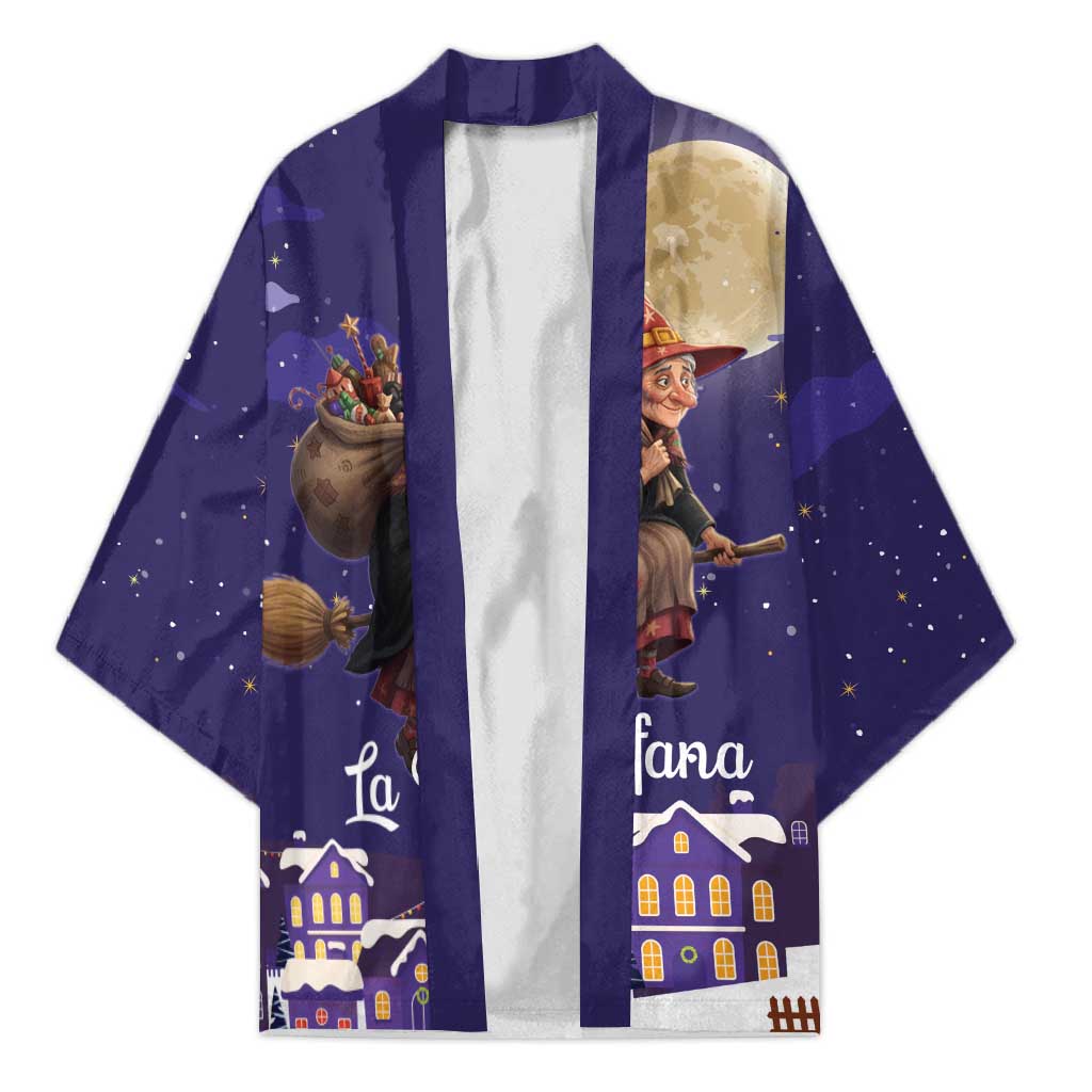 Italy Christmas Kimono La Befana Flying Over Winter Night - Wonder Print Shop