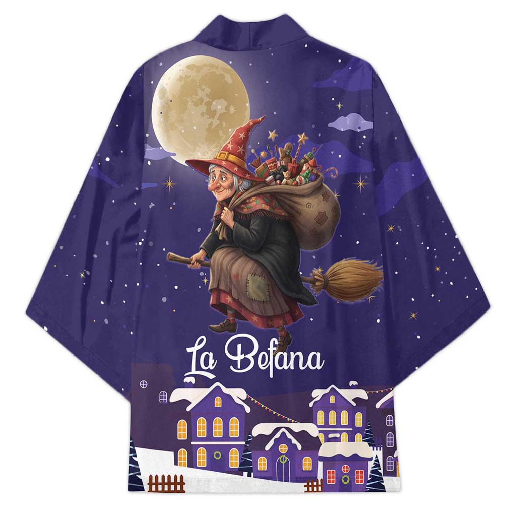 Italy Christmas Kimono La Befana Flying Over Winter Night - Wonder Print Shop