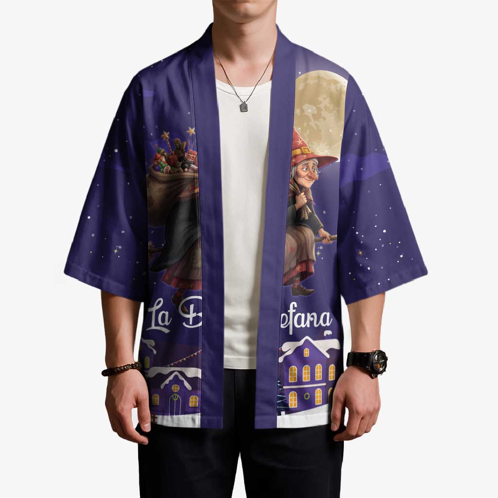Italy Christmas Kimono La Befana Flying Over Winter Night - Wonder Print Shop