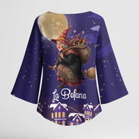 Italy Christmas Kimono Sleeve Blouse La Befana Flying Over Winter Night - Wonder Print Shop