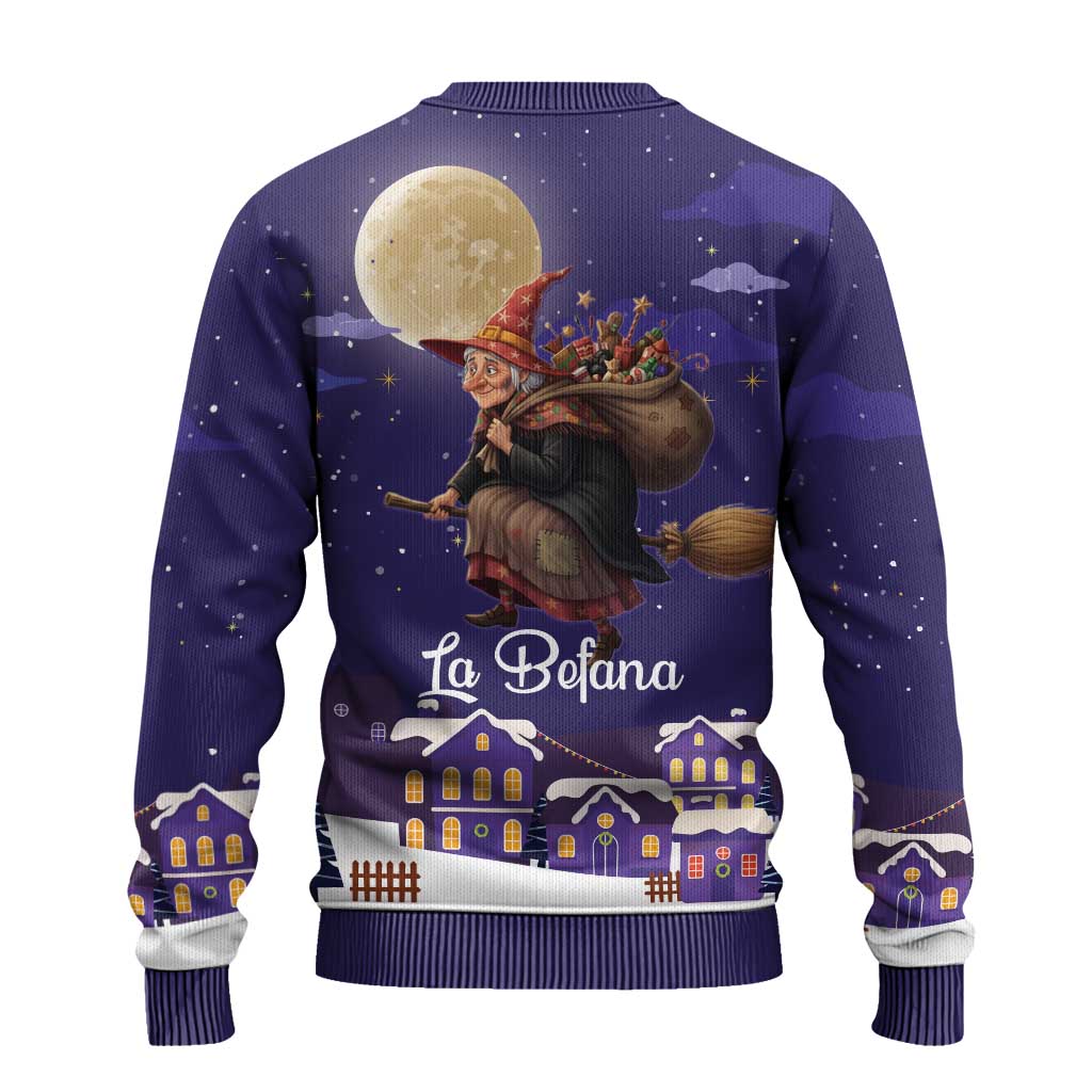 Italy Christmas Ugly Christmas Sweater La Befana Flying Over Winter Night - Wonder Print Shop