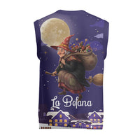 Italy Christmas Knitted V-Neck Vest La Befana Flying Over Winter Night - Wonder Print Shop