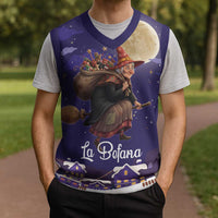 Italy Christmas Knitted V-Neck Vest La Befana Flying Over Winter Night - Wonder Print Shop