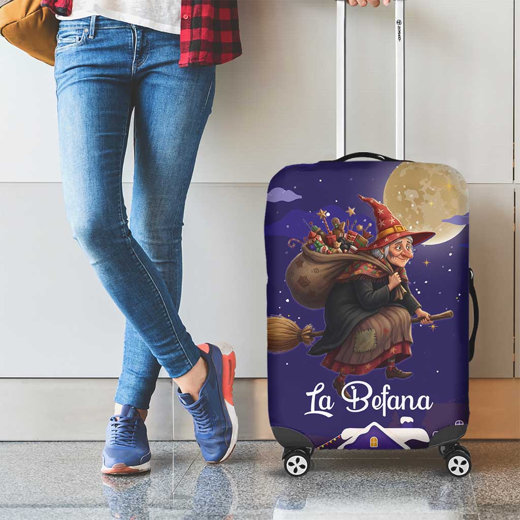 Italy Christmas Luggage Cover La Befana Flying Over Winter Night - Wonder Print Shop