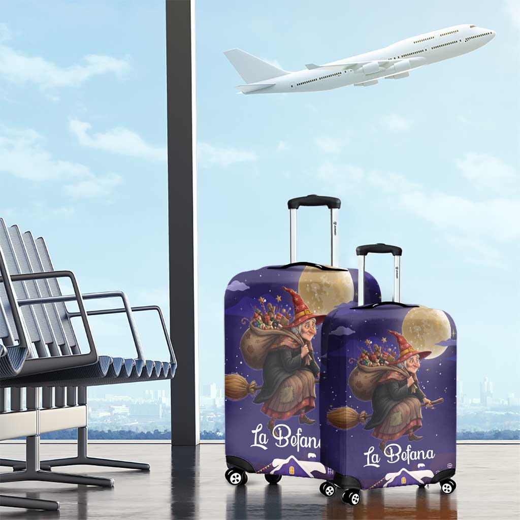 Italy Christmas Luggage Cover La Befana Flying Over Winter Night - Wonder Print Shop