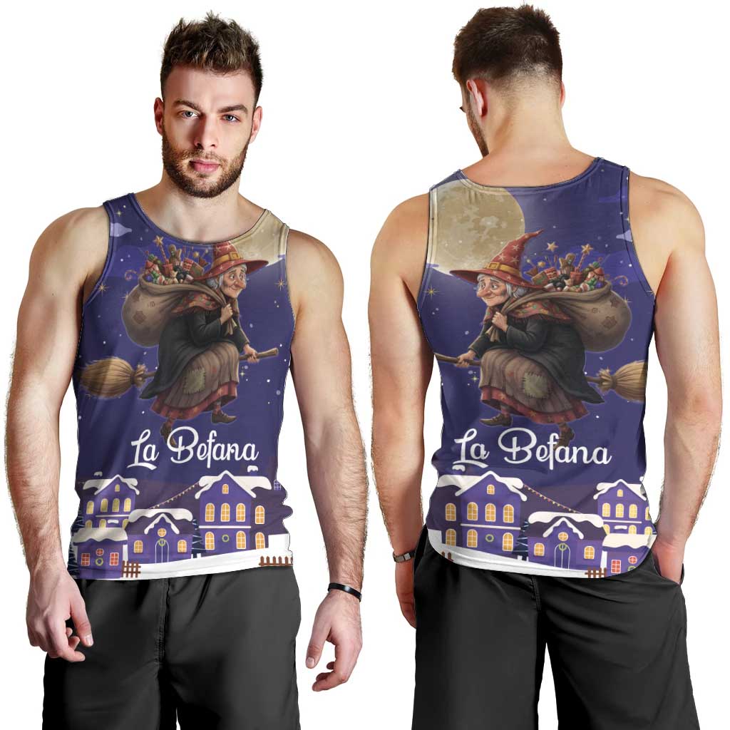 Italy Christmas Men Tank Top La Befana Flying Over Winter Night - Wonder Print Shop