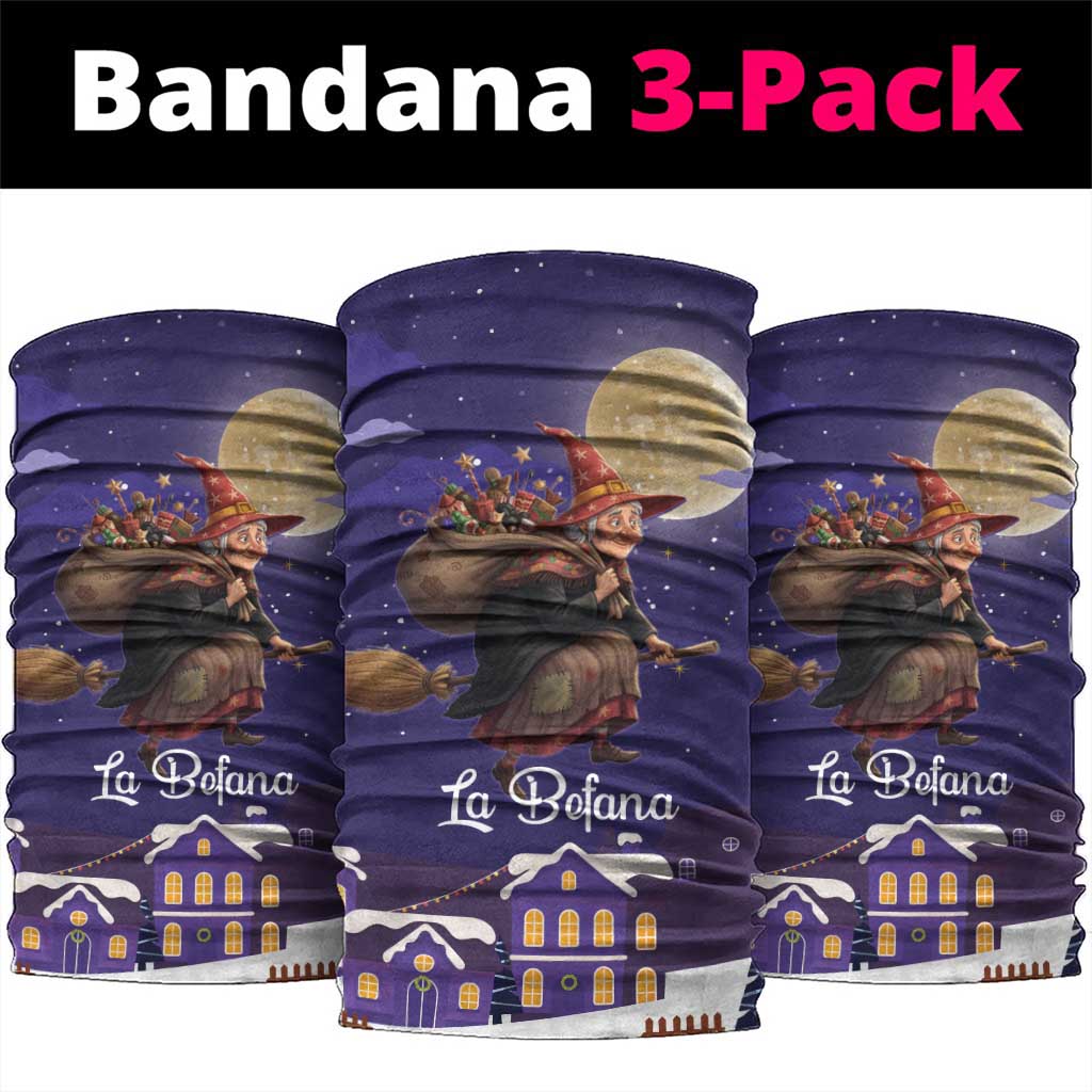 Italy Christmas Neck Gaiter La Befana Flying Over Winter Night - Wonder Print Shop