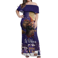 Italy Christmas Off Shoulder Maxi Dress La Befana Flying Over Winter Night - Wonder Print Shop