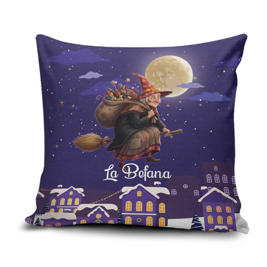 Italy Christmas Pillow Cover La Befana Flying Over Winter Night - Wonder Print Shop