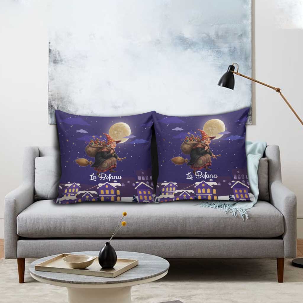 Italy Christmas Pillow Cover La Befana Flying Over Winter Night - Wonder Print Shop