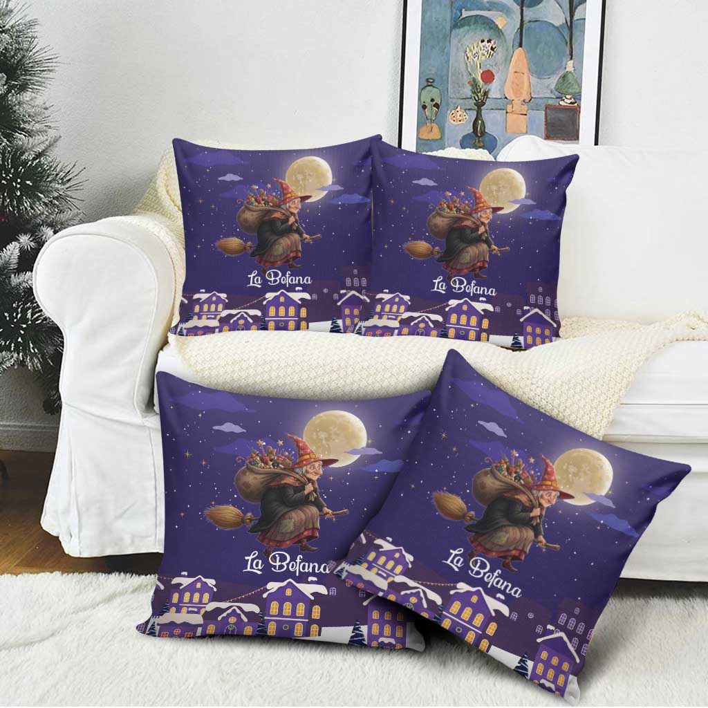 Italy Christmas Pillow Cover La Befana Flying Over Winter Night - Wonder Print Shop