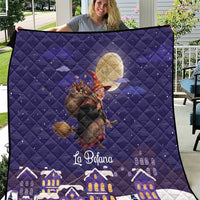 Italy Christmas Quilt La Befana Flying Over Winter Night - Wonder Print Shop
