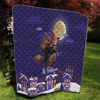 Italy Christmas Quilt La Befana Flying Over Winter Night - Wonder Print Shop