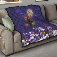 Italy Christmas Quilt La Befana Flying Over Winter Night - Wonder Print Shop