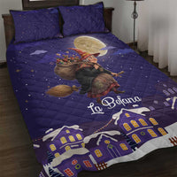 Italy Christmas Quilt Bed Set La Befana Flying Over Winter Night - Wonder Print Shop