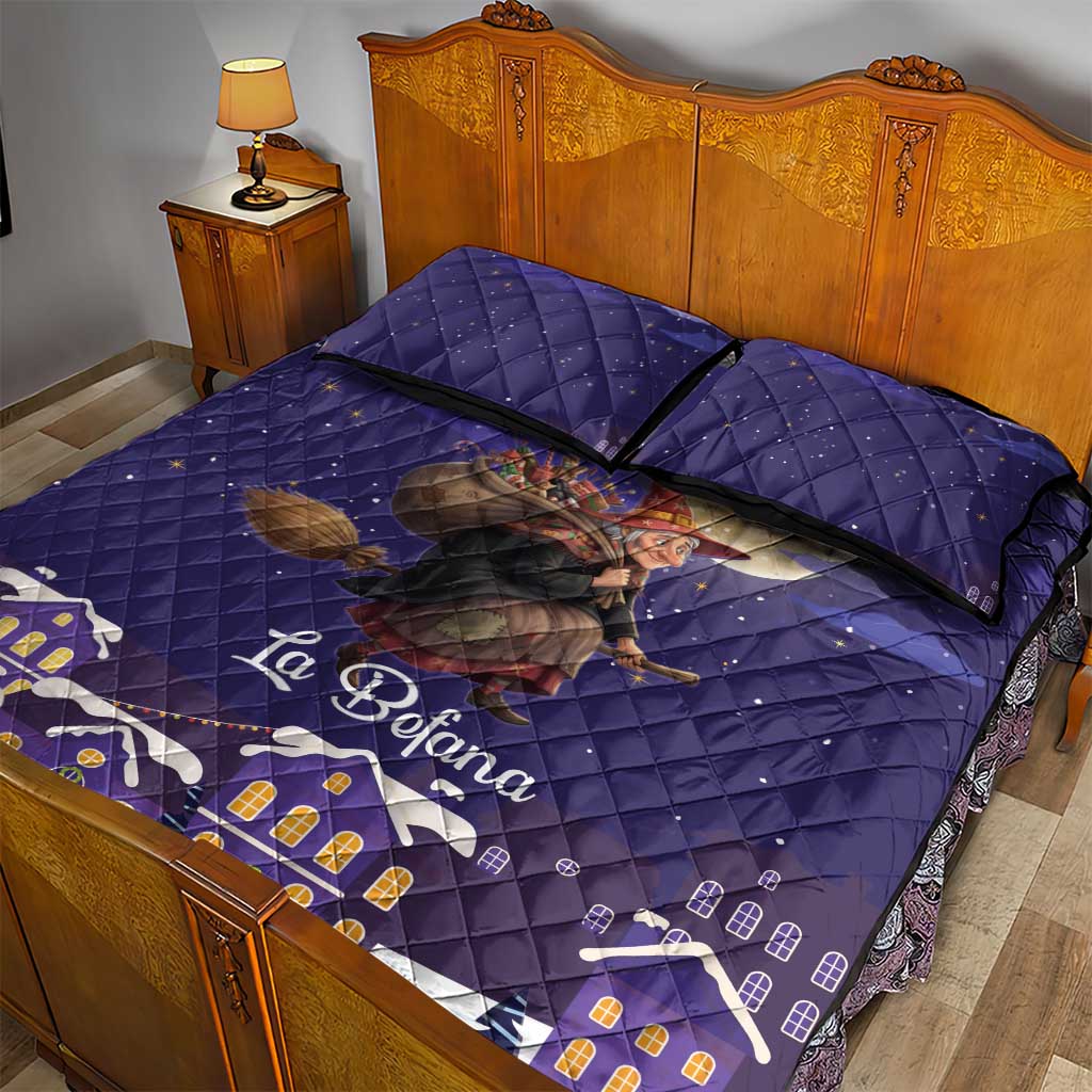 Italy Christmas Quilt Bed Set La Befana Flying Over Winter Night - Wonder Print Shop