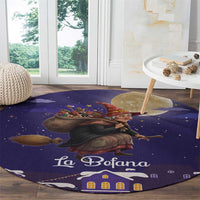 Italy Christmas Round Carpet La Befana Flying Over Winter Night - Wonder Print Shop