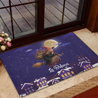 Italy Christmas Rubber Doormat La Befana Flying Over Winter Night - Wonder Print Shop