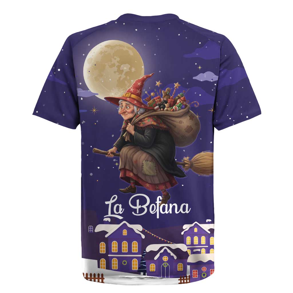 Italy Christmas Rugby Jersey La Befana Flying Over Winter Night - Wonder Print Shop