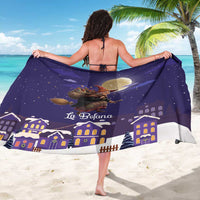 Italy Christmas Sarong La Befana Flying Over Winter Night - Wonder Print Shop