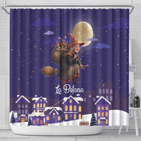 Italy Christmas Shower Curtain La Befana Flying Over Winter Night - Wonder Print Shop