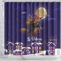 Italy Christmas Shower Curtain La Befana Flying Over Winter Night - Wonder Print Shop