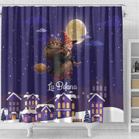 Italy Christmas Shower Curtain La Befana Flying Over Winter Night - Wonder Print Shop