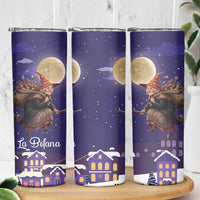 Italy Christmas Skinny Tumbler La Befana Flying Over Winter Night - Wonder Print Shop