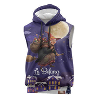 Italy Christmas Sleeveless Hoodie La Befana Flying Over Winter Night - Wonder Print Shop