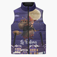Italy Christmas Sleeveless Puffer Jacket La Befana Flying Over Winter Night - Wonder Print Shop