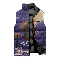 Italy Christmas Sleeveless Puffer Jacket La Befana Flying Over Winter Night - Wonder Print Shop