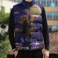 Italy Christmas Sleeveless Puffer Jacket La Befana Flying Over Winter Night - Wonder Print Shop