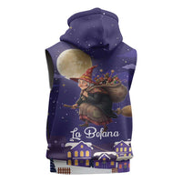 Italy Christmas Sleeveless Zip Hoodie La Befana Flying Over Winter Night - Wonder Print Shop