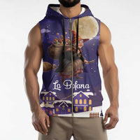 Italy Christmas Sleeveless Zip Hoodie La Befana Flying Over Winter Night - Wonder Print Shop