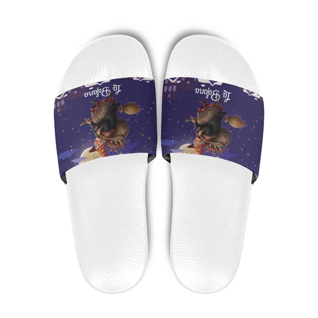 Italy Christmas Slide Sandals La Befana Flying Over Winter Night - Wonder Print Shop