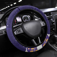 Italy Christmas Steering Wheel Cover La Befana Flying Over Winter Night - Wonder Print Shop