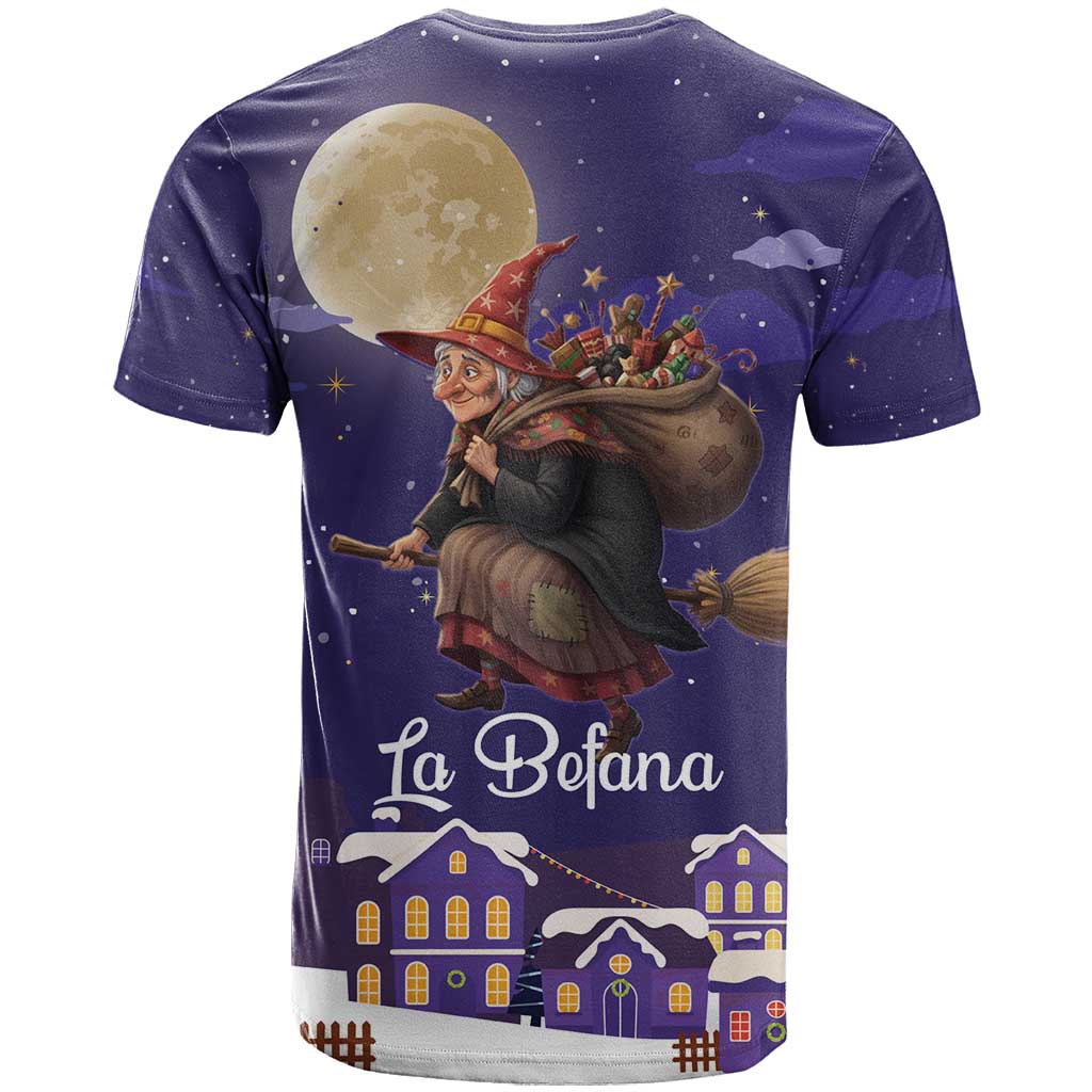 Italy Christmas T Shirt La Befana Flying Over Winter Night - Wonder Print Shop