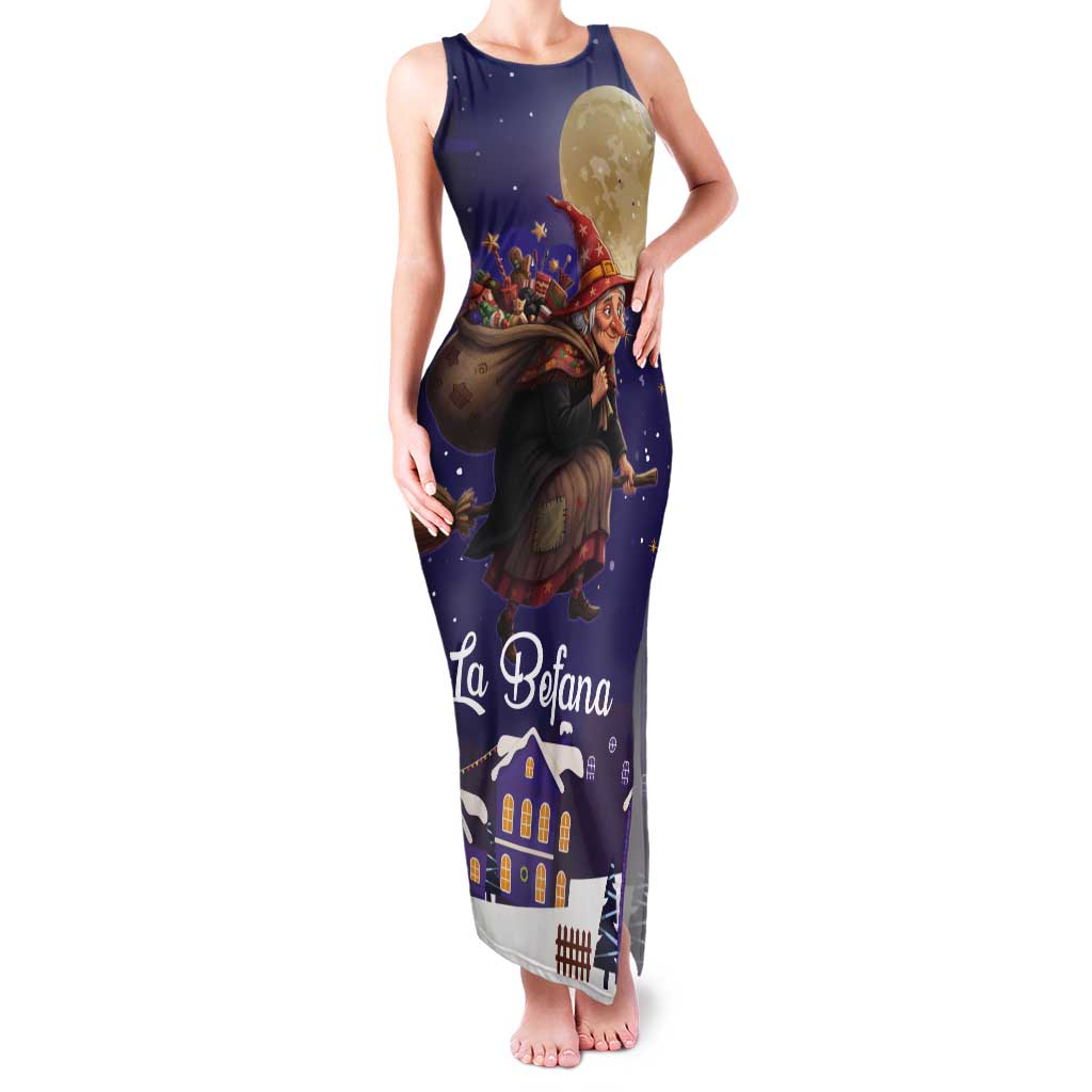 Italy Christmas Tank Maxi Dress La Befana Flying Over Winter Night - Wonder Print Shop