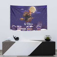 Italy Christmas Tapestry La Befana Flying Over Winter Night - Wonder Print Shop