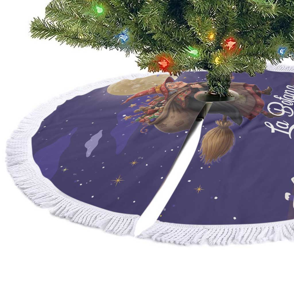 Italy Christmas Tree Skirt La Befana Flying Over Winter Night - Wonder Print Shop