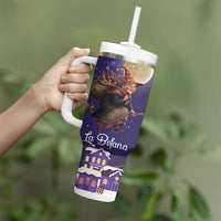 Italy Christmas Tumbler With Handle La Befana Flying Over Winter Night - Wonder Print Shop