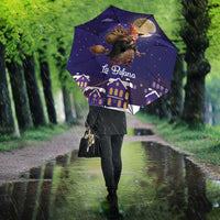 Italy Christmas Umbrella La Befana Flying Over Winter Night - Wonder Print Shop