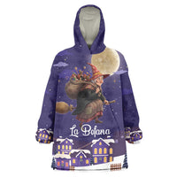 Italy Christmas Wearable Blanket Hoodie La Befana Flying Over Winter Night - Wonder Print Shop